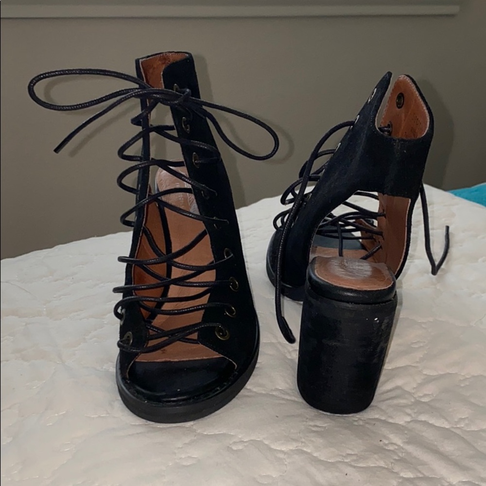 Jeffrey Campbell wedge open boots